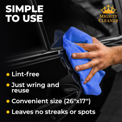 Premium Shammy Cloth for Car Drying - 26”X7” - Super Absorbent Chamois Towel for Car - Scratch-Free, Reusable & Soft