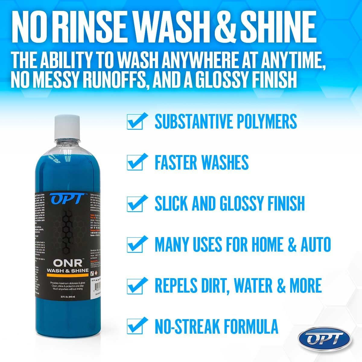 No Rinse Wash and Shine - ONR Car Wash, New Formula Version 5, Safe on Paint, Coatings, Wraps, and Interior, Rinseless Wash Provides a Car Wash Soap Alternative (32 Oz)