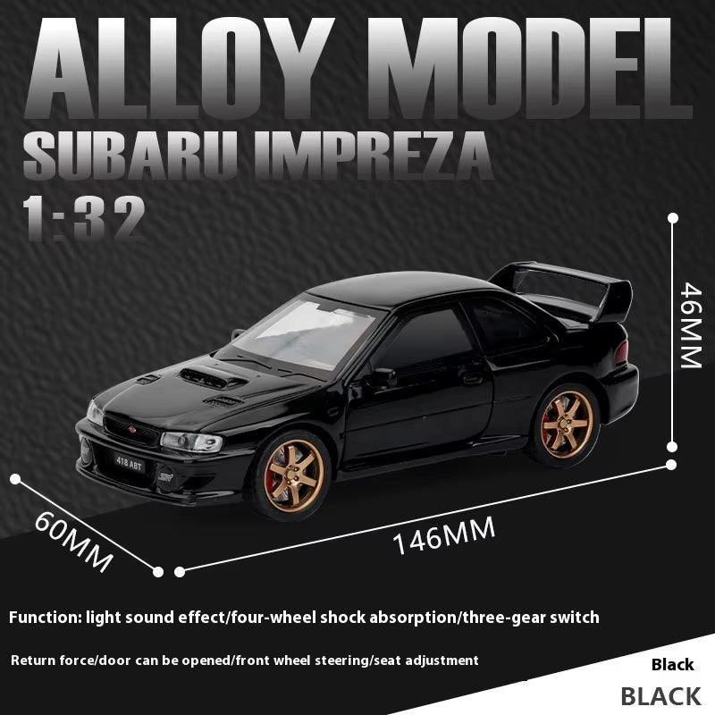 JDM 1:32 Subaru Impreza WRX STI Modified Cultural Vehicle Alloy Metal Diecast Model Car Sound and Light Trendy Ornaments Gifts