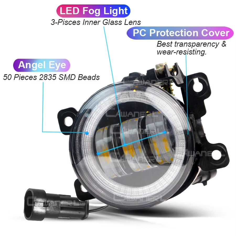 Car Adjustable LED Angel Eye Fog Light Daytime Running Lamp DRL H11 2 Pieces for Subaru WRX STI 2015 2016 2017 2018 2019 2020