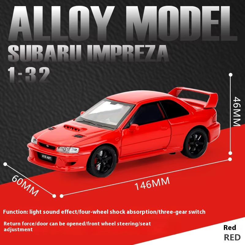 JDM 1:32 Subaru Impreza WRX STI Modified Cultural Vehicle Alloy Metal Diecast Model Car Sound and Light Trendy Ornaments Gifts