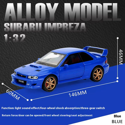 JDM 1:32 Subaru Impreza WRX STI Modified Cultural Vehicle Alloy Metal Diecast Model Car Sound and Light Trendy Ornaments Gifts