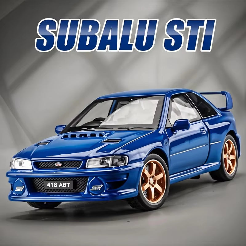 JDM 1:32 Subaru Impreza WRX STI Modified Cultural Vehicle Alloy Metal Diecast Model Car Sound and Light Trendy Ornaments Gifts