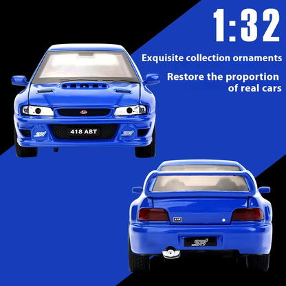 JDM 1:32 Subaru Impreza WRX STI Modified Cultural Vehicle Alloy Metal Diecast Model Car Sound and Light Trendy Ornaments Gifts