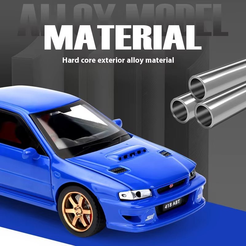 JDM 1:32 Subaru Impreza WRX STI Modified Cultural Vehicle Alloy Metal Diecast Model Car Sound and Light Trendy Ornaments Gifts