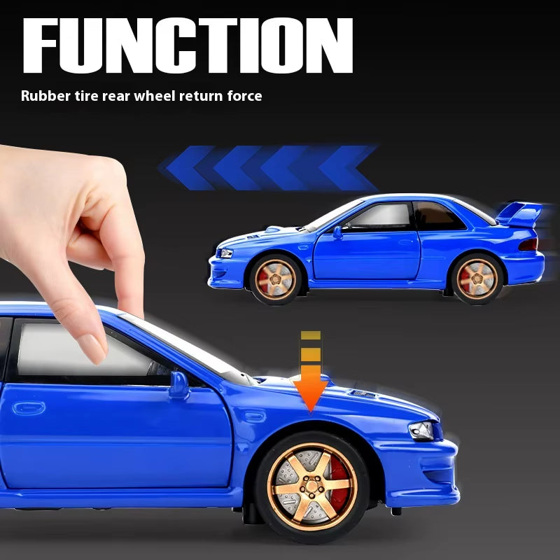 JDM 1:32 Subaru Impreza WRX STI Modified Cultural Vehicle Alloy Metal Diecast Model Car Sound and Light Trendy Ornaments Gifts