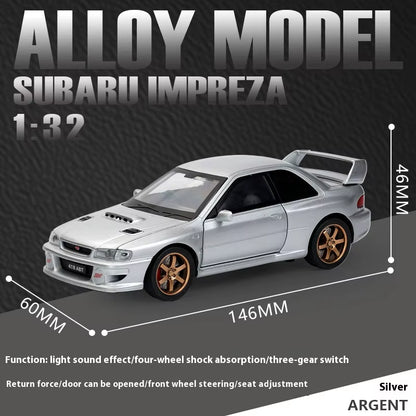 JDM 1:32 Subaru Impreza WRX STI Modified Cultural Vehicle Alloy Metal Diecast Model Car Sound and Light Trendy Ornaments Gifts